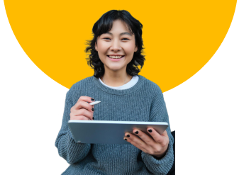 woman in yellow circle